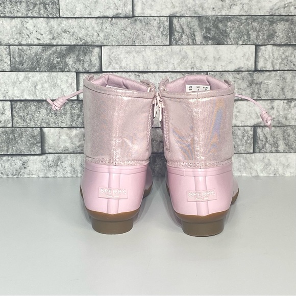 New Sperry Youth 3 Pink SaltWater Duck Boots Waterproof - Picture 5 of 8